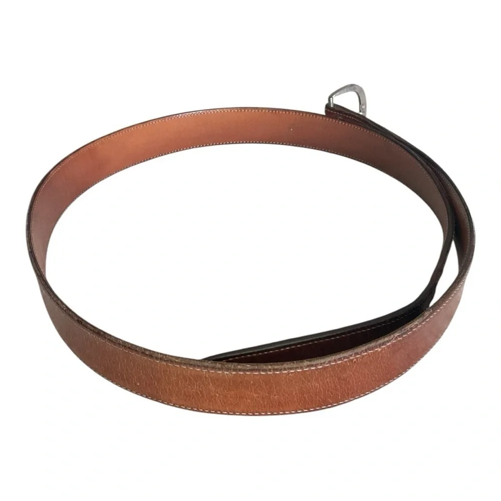 Men’s Brown Genuine Leather Belt with Silver Buckle – Classic Everyday Style